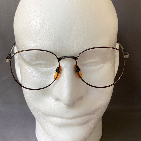 Vintage Geoffrey Beene Round Tortoise Gunmetal Eyeglass Frames 54-17-140 - Picture 1 of 9